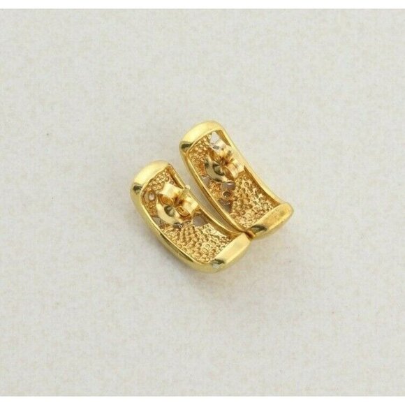 Gold Over Sterling Silver CZ Earrings J Hoop Earrings - Picture 7 of 8